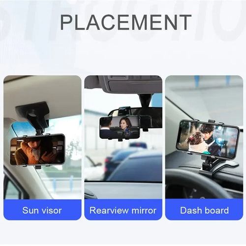Dashboard Car Phone Holder 360 Degree Rotation Phone Mount with Rubber Gripper Universal Car Smartphone Bracket for Navigation